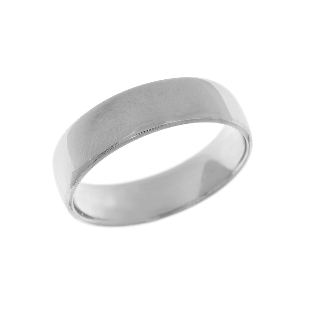 Medium Weight Court Shape Mens Wedding Ring 6mm