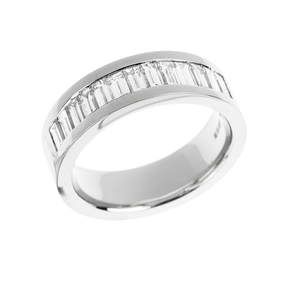 Baguette Diamond Set Mens Wedding Ring