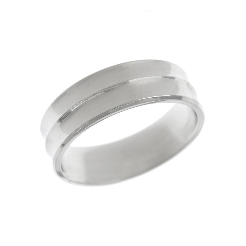 Double Concave Mens Wedding Ring Platinum