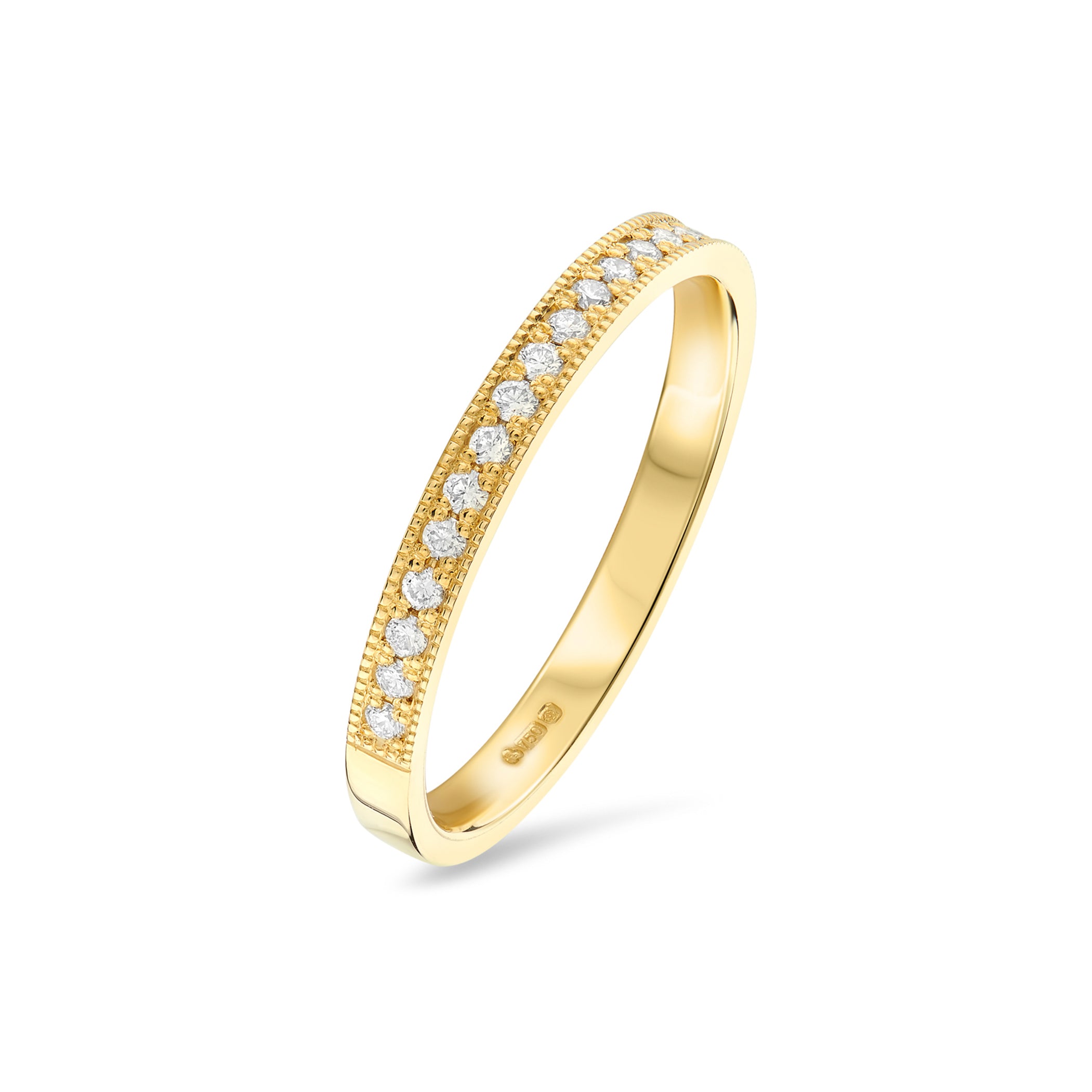 Milgrain Channel Set Diamond Eternity Wedding Ring 18ct Yellow