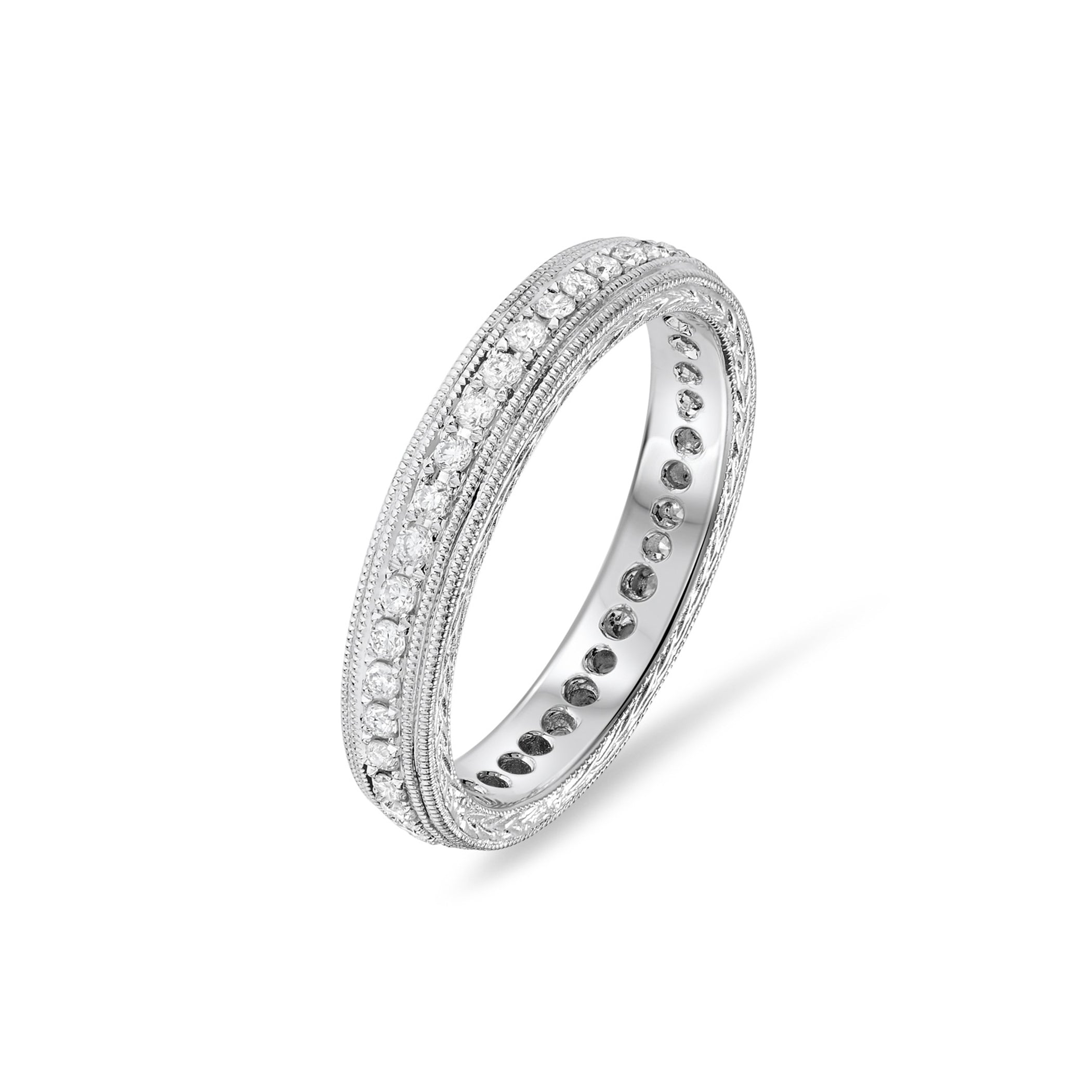 Milgrain Engraved Diamond Eternity Wedding Ring