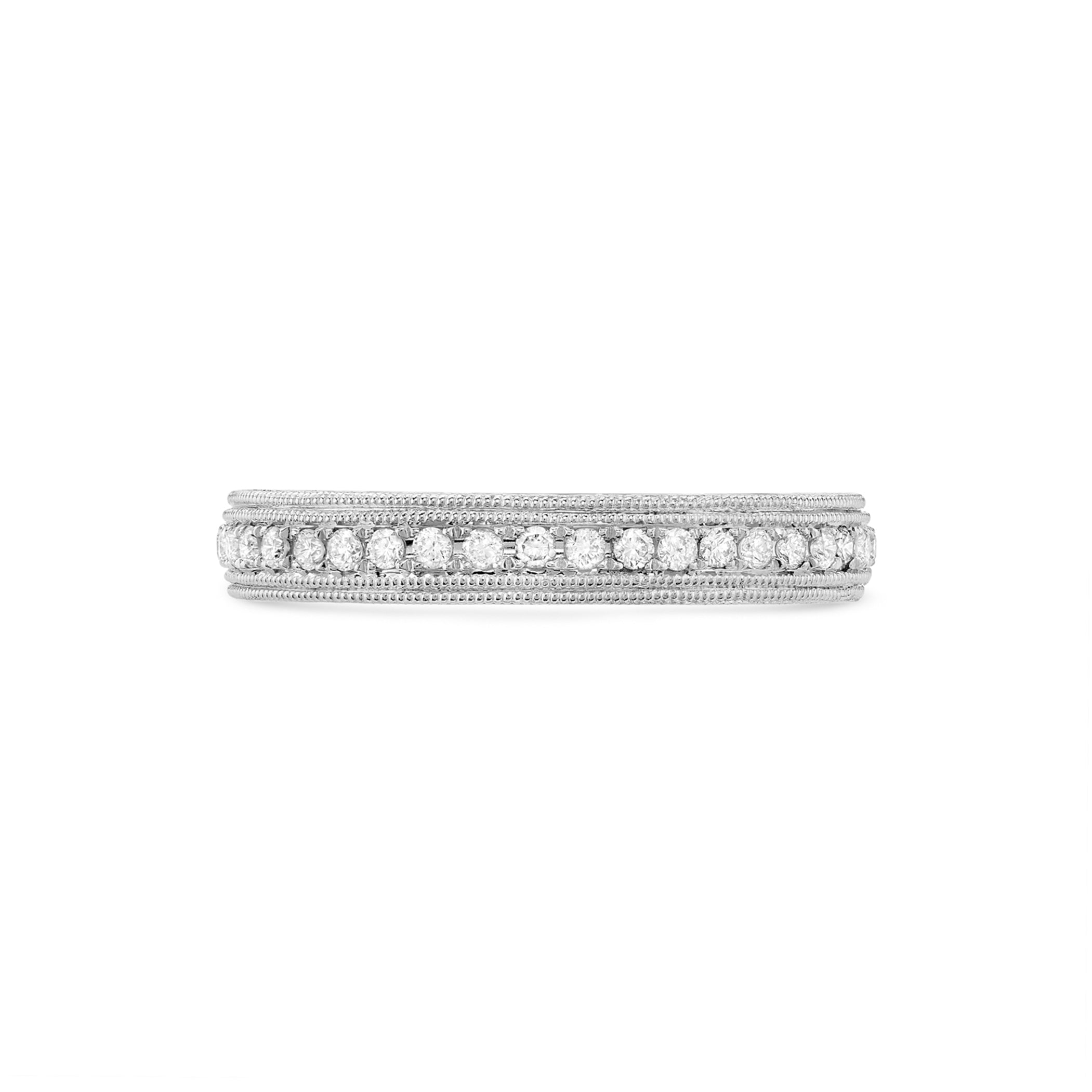Milgrain Engraved Diamond Eternity Wedding Ring