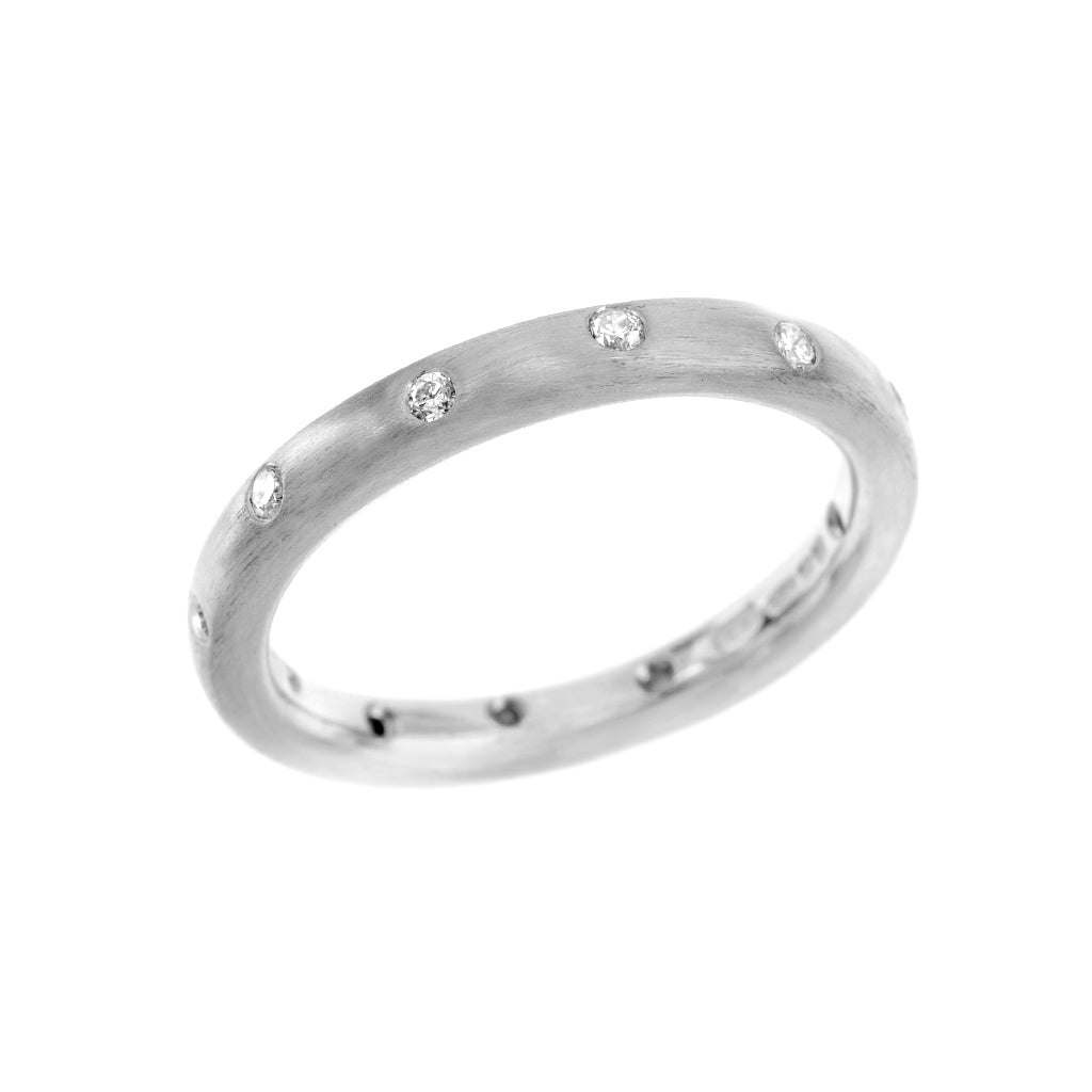 Flush Set Scattered Diamond Eternity Wedding Ring