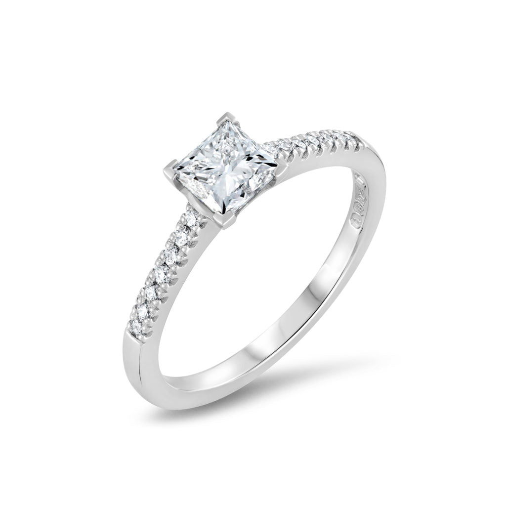 Princess Cut & Shoulder Set Diamond Engagement Ring
