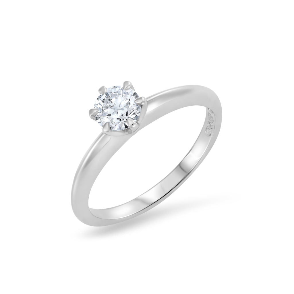 Round Brilliant Cut Diamond Six Claw Engagement Ring