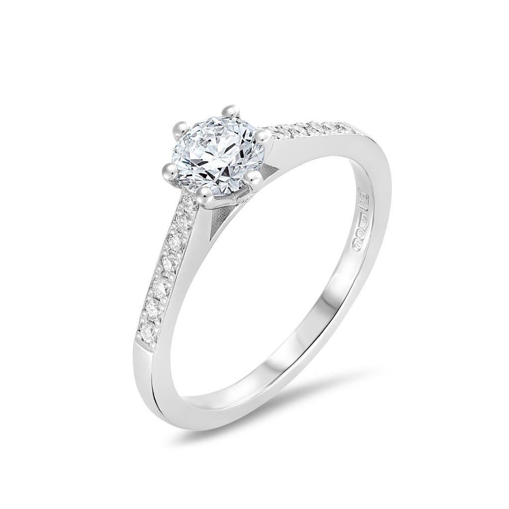 Round Brilliant Six Claw Diamond Engagement Ring