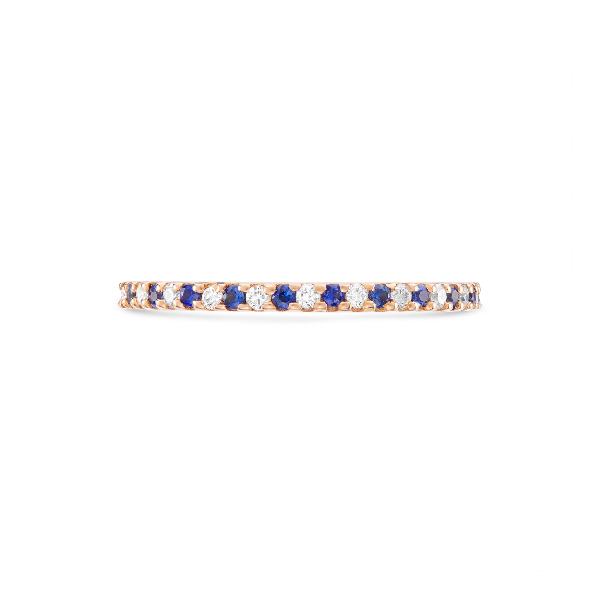 Sapphire & Diamond Eternity Wedding Ring in 18ct Rose Gold
