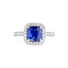 Cushion Cut Blue Sapphire & Diamond Halo Ring