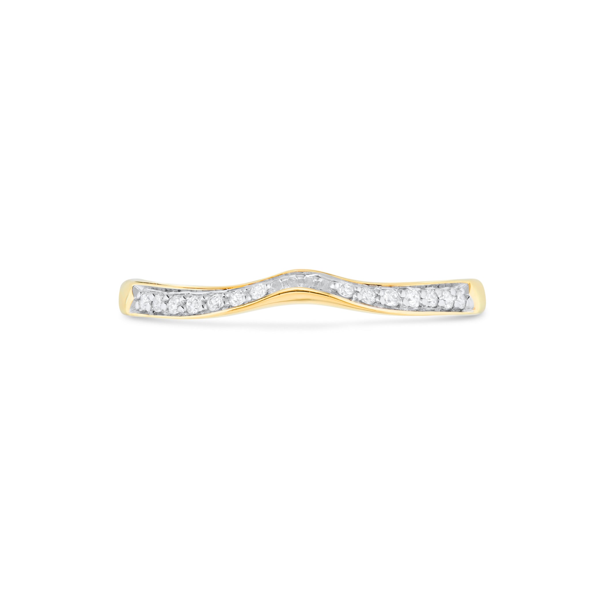 Element Bespoke Jewellery Diamond Set Shaped Wedding Ring 18ct Yellow Gold