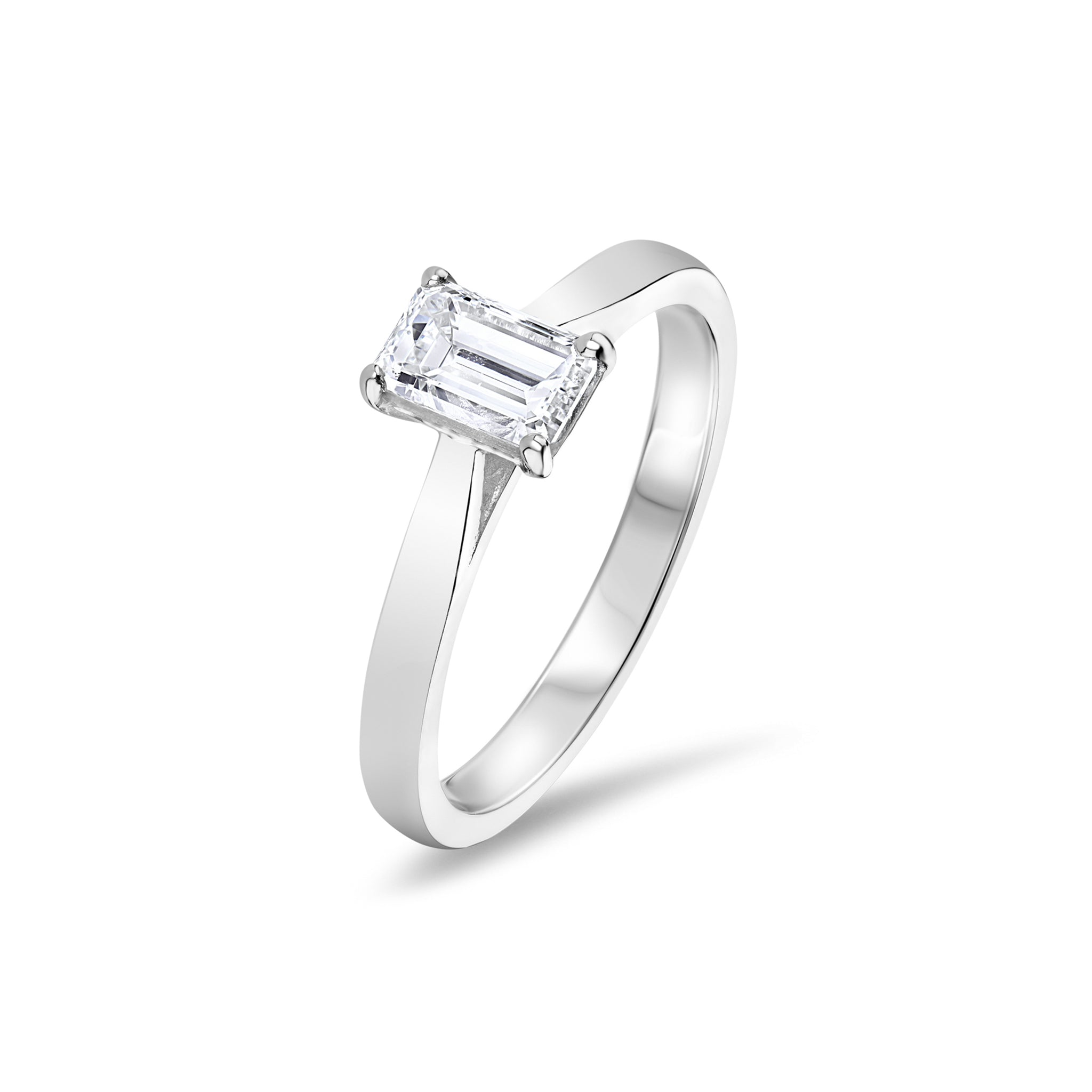 Emerald Cut Solitaire Platinum Diamond Engagement Ring