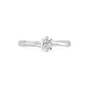 Four Claw Twist Round Brilliant Cut Diamond Engagement Ring