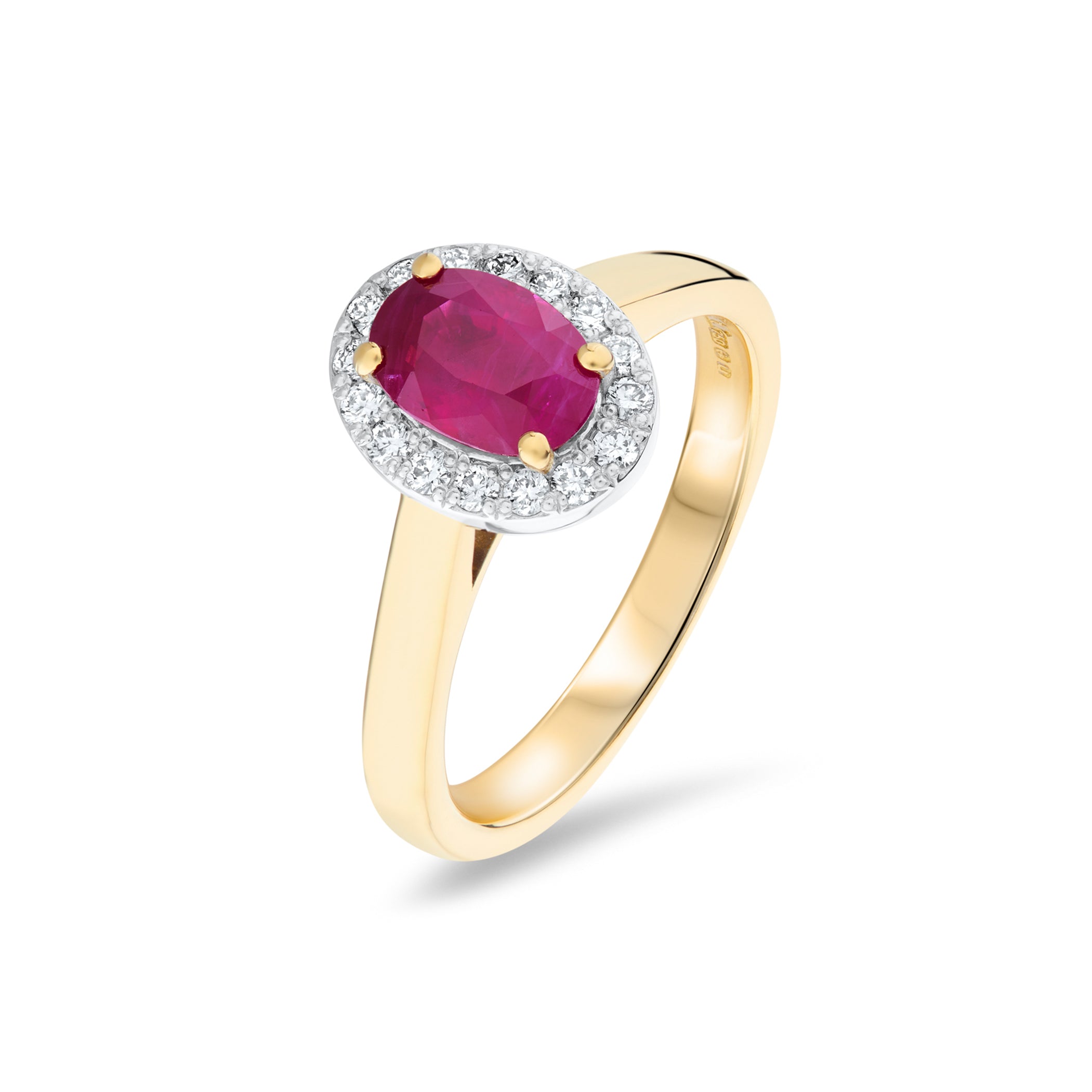 Oval Ruby & Diamond Halo Engagement Ring