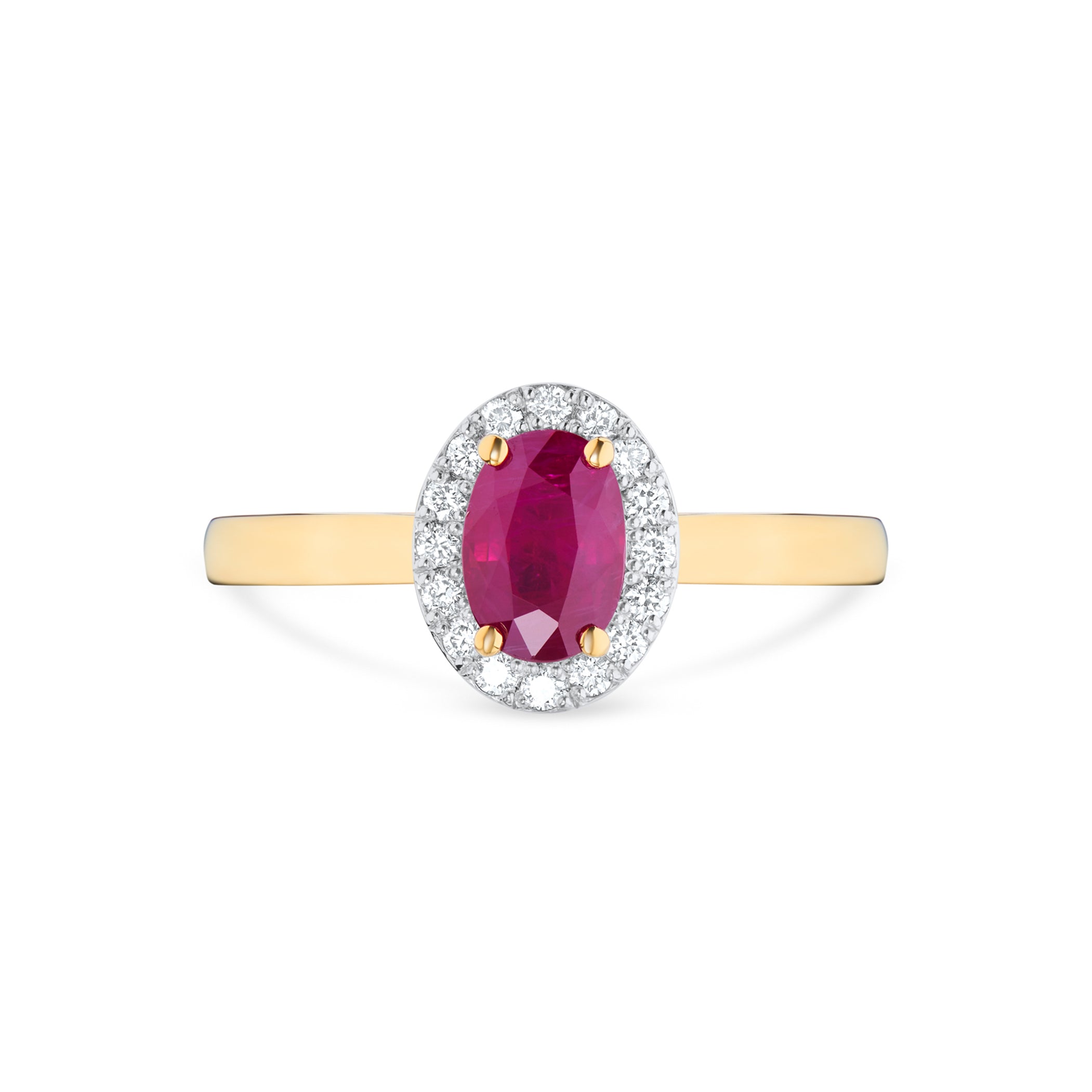 Oval Ruby & Diamond Halo Engagement Ring