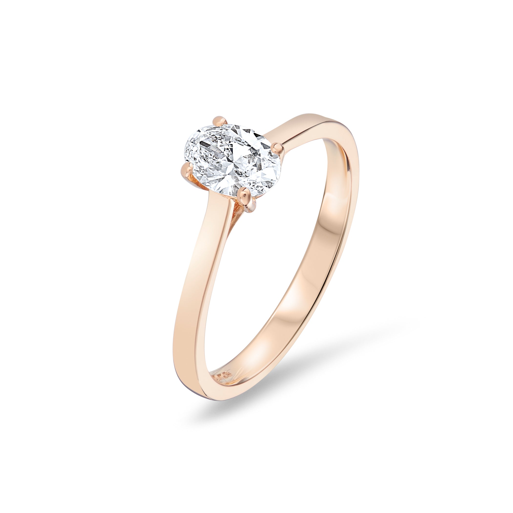 Oval Solitaire Diamond Engagement Ring in 18ct Rose Gold