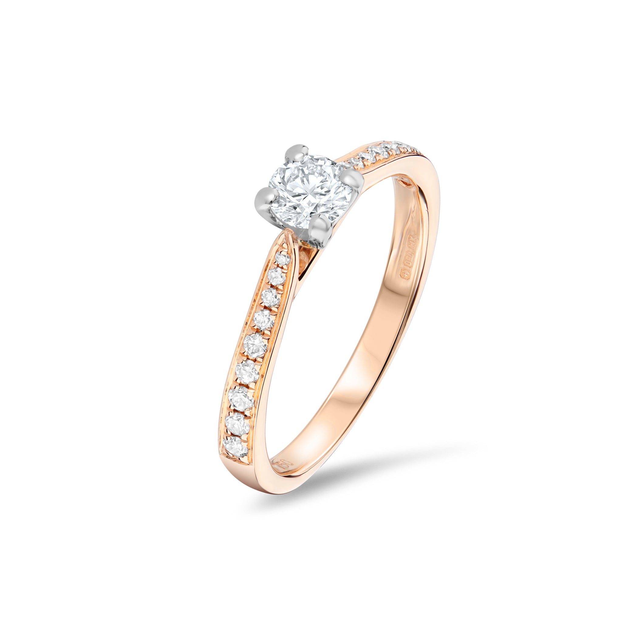 Round Brilliant Four Claw 18ct Rose Gold Diamond Engagement Ring