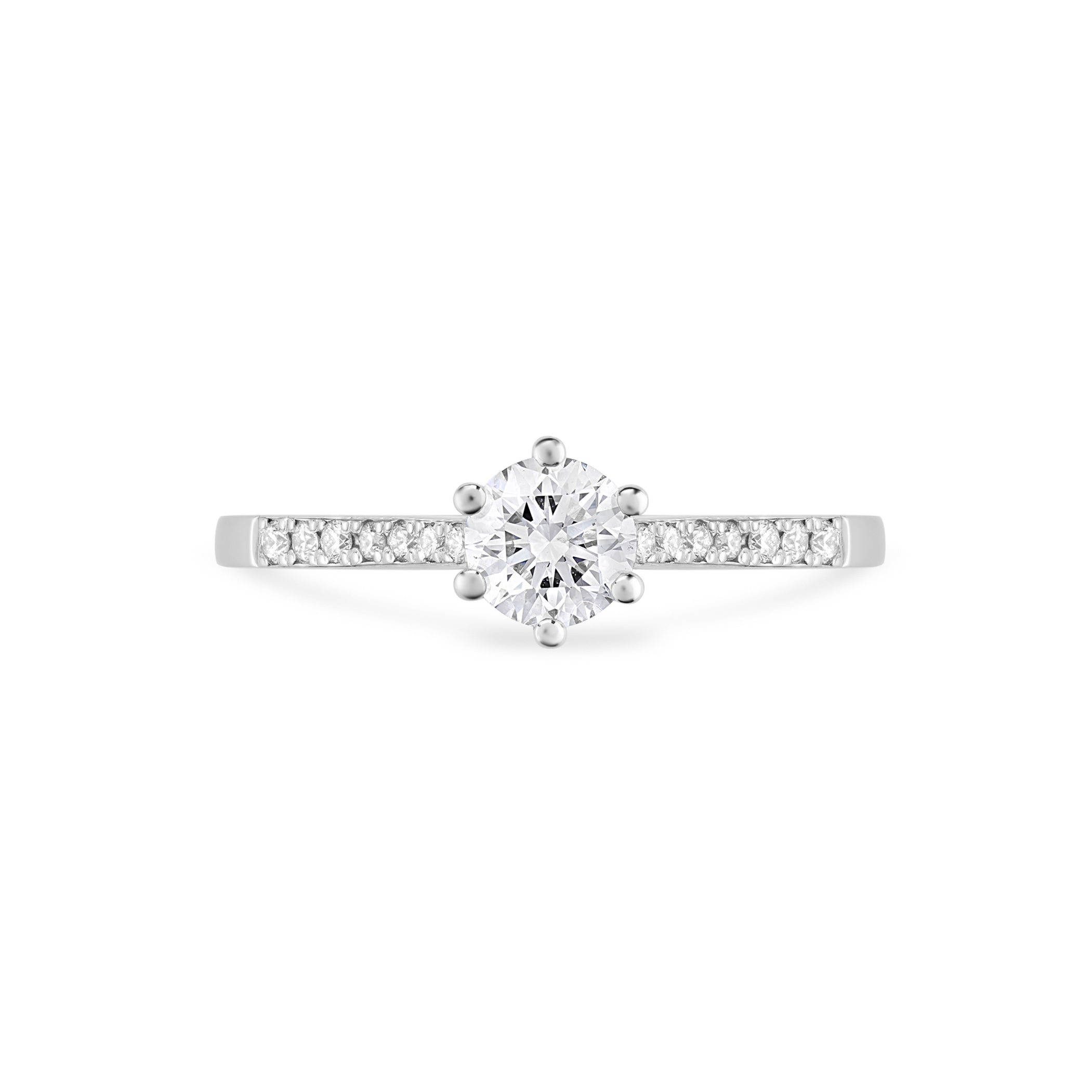 Six Claw Round Brilliant Cut Diamond Engagement Ring