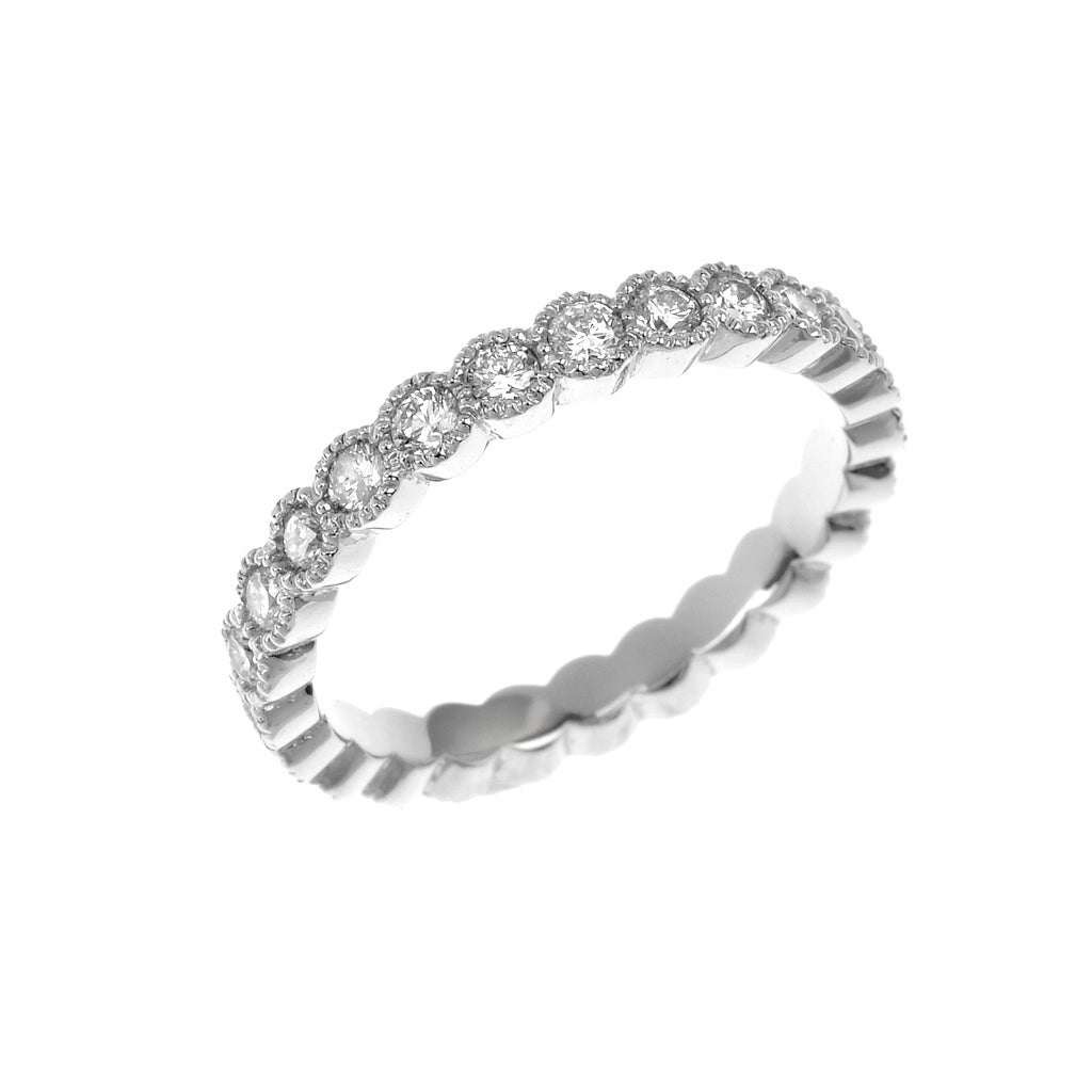 Rub-over Set Round Brilliant Diamond Eternity Wedding Ring